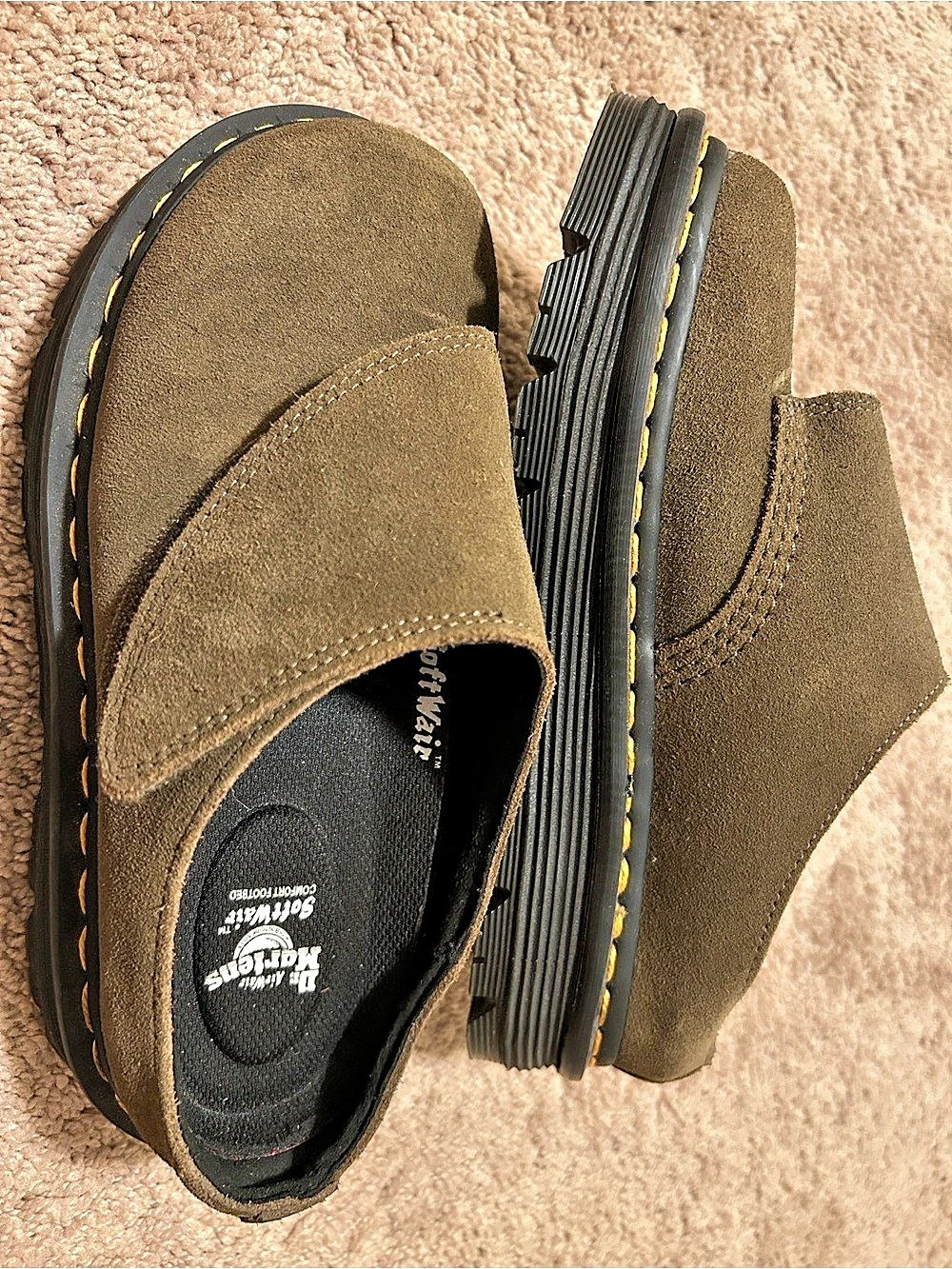 Dr. Martens Zebzag AnyWair Suede Mules Brown Slip-On Boots